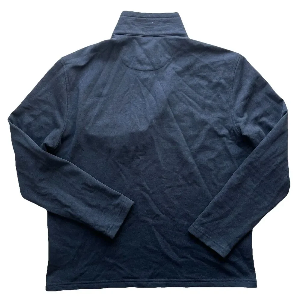 UNTUCKIT Parkson 1/4 Snap Fleece Pullover Sweatshirt Navy Pocket & Slits Size L